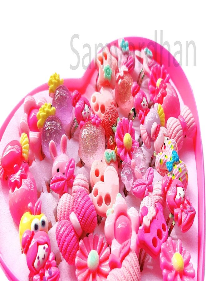 Samvardhan 36 PCS/set Adjustable Kids Rings Jewelry Cartoon Flowers Open Finger Ring for Birthday Gifts - Image 3